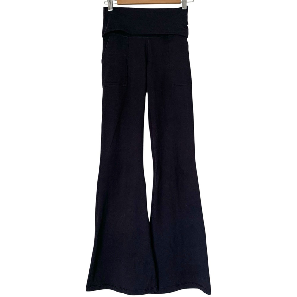 Aerie Flare Leggings Foldover Hi-Rise Black Long Yoga Pants for Women