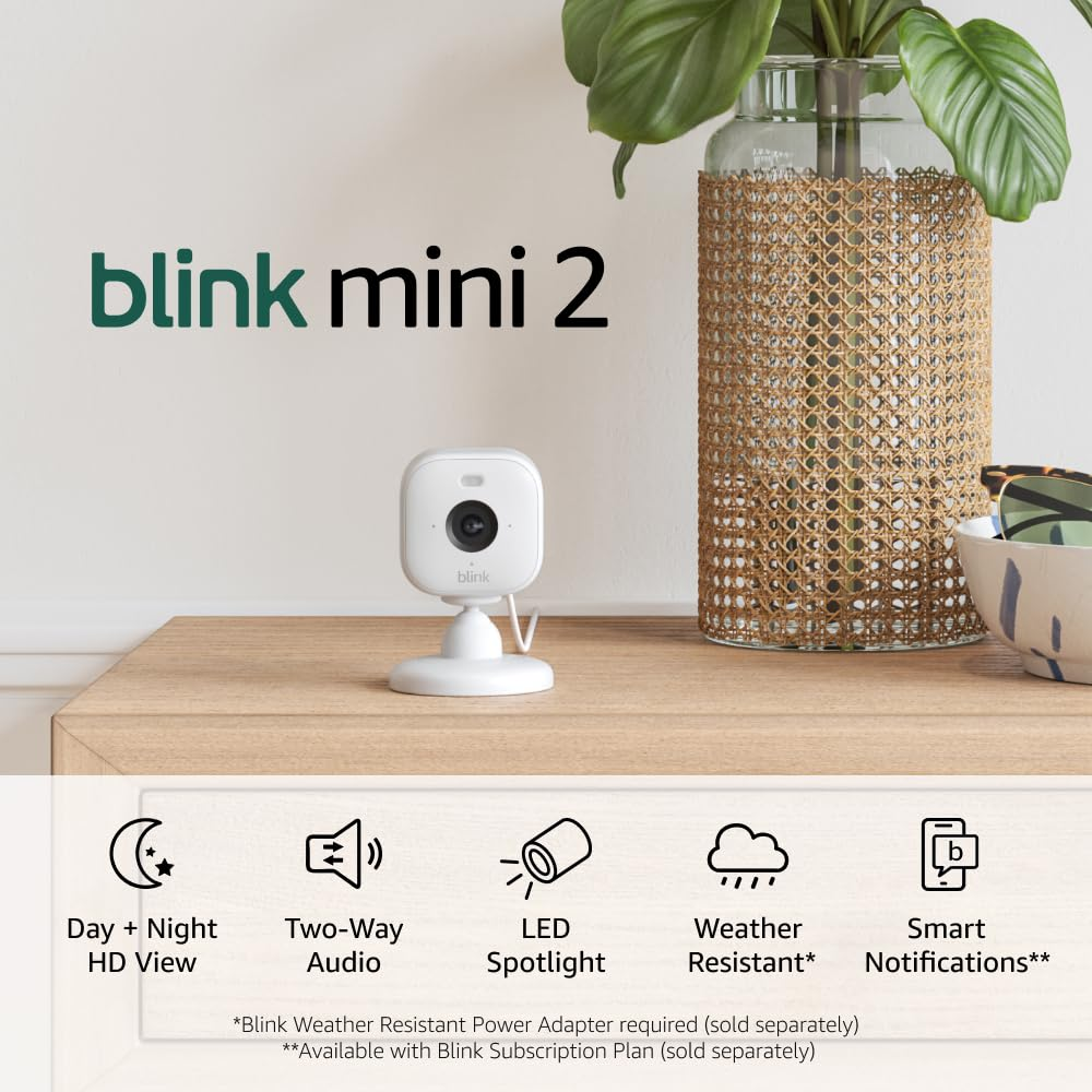 Blink Mini 2 (Newest Model), Plug-In Smart Security Camera, HD Night View in Col