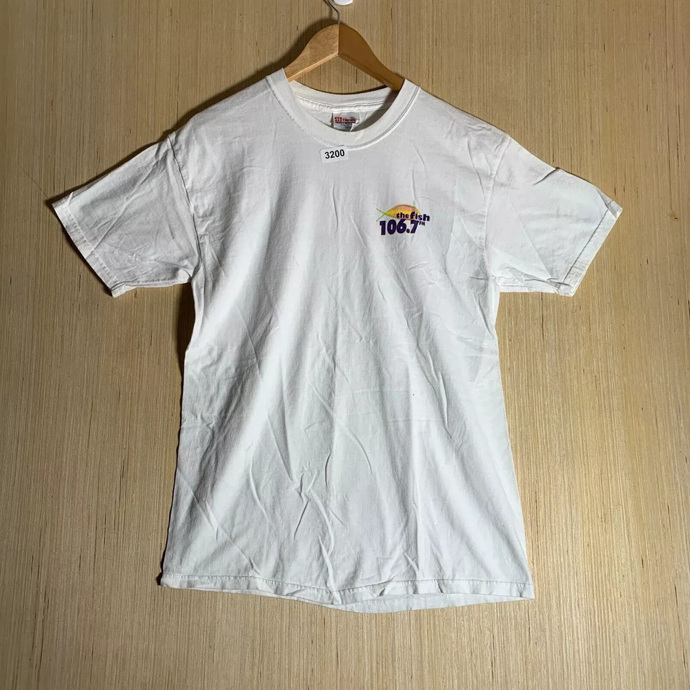 The Fish Christian Music Shirt Adult Medium White Short Sleeve Men's Pullover