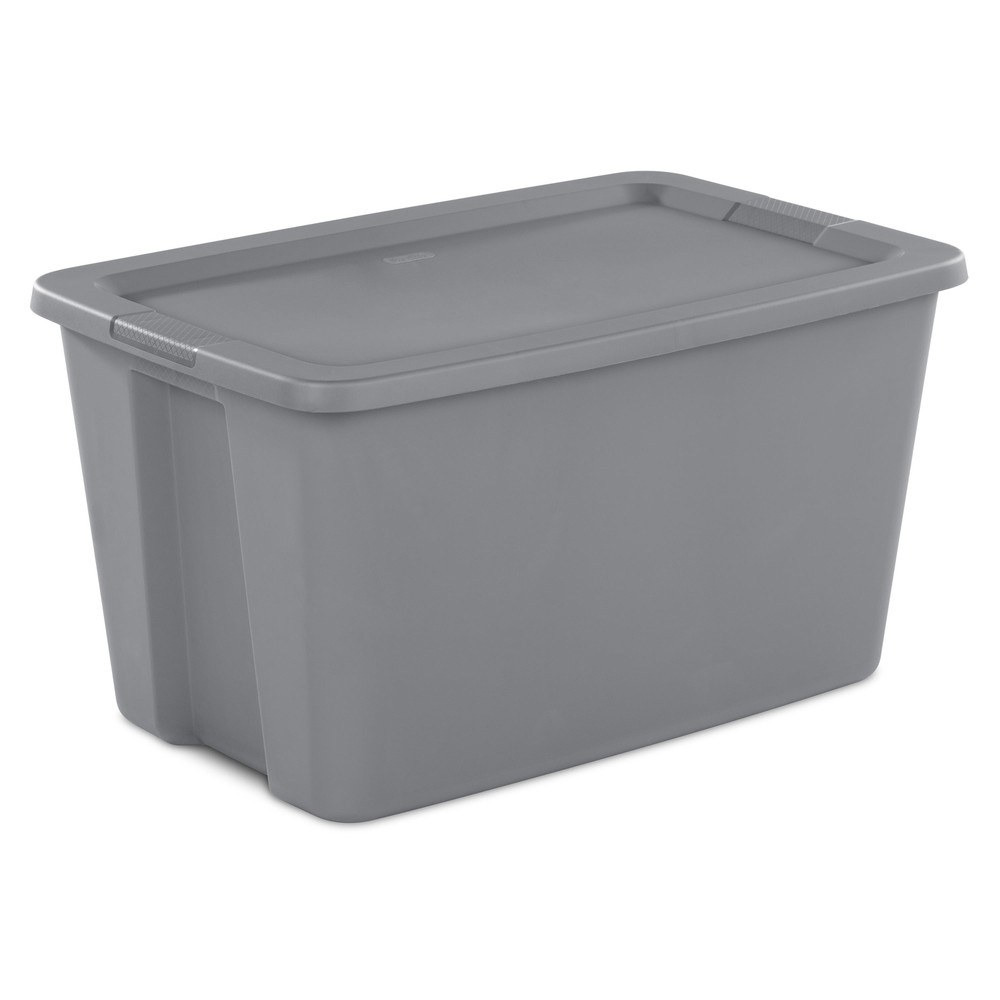 30 Gallon Gray Plastic Storage Bin with Secure Snap-On Lid