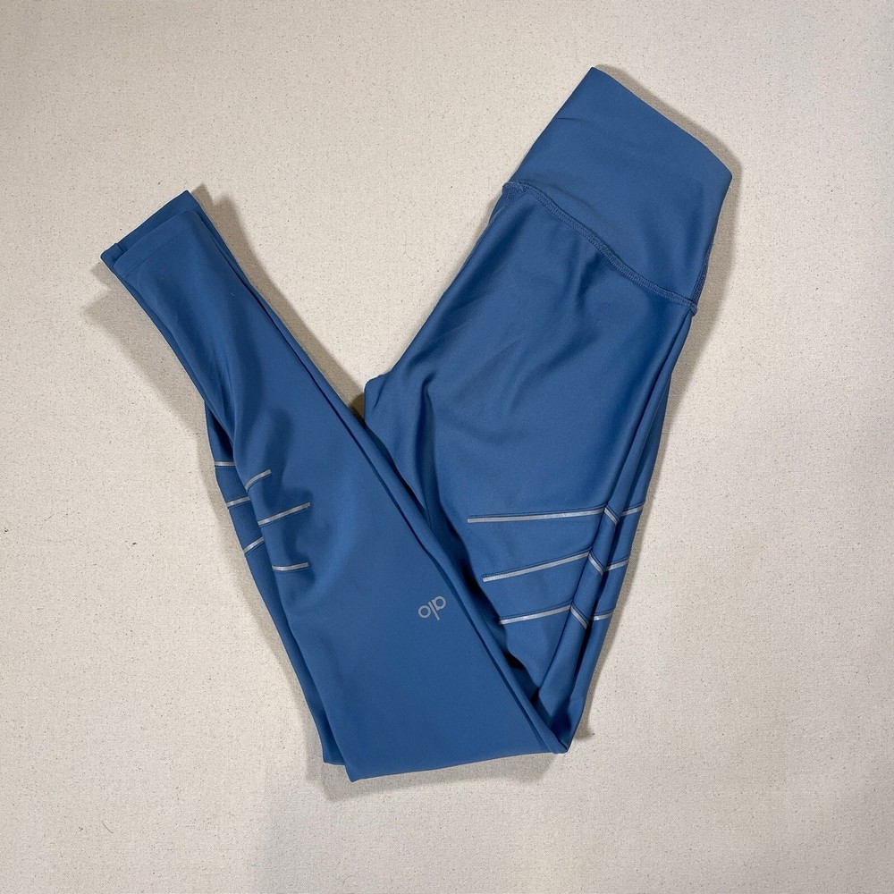 Alo Yoga High Waist Sequence Legging Reflective Blue Jean Light Blue XXS