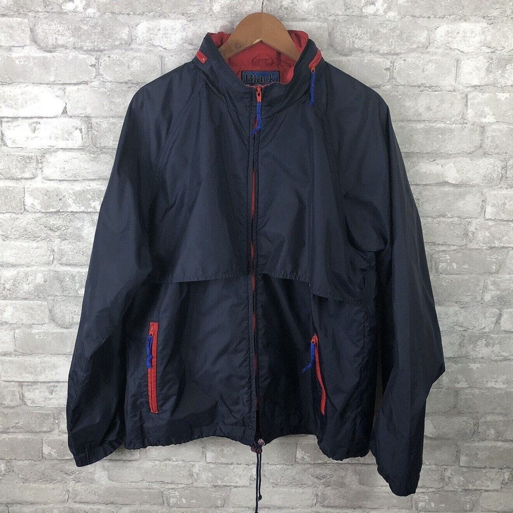 Vintage Nylon Black Ice Windbreaker Ski Jacket - Blue/Red - Mens Large