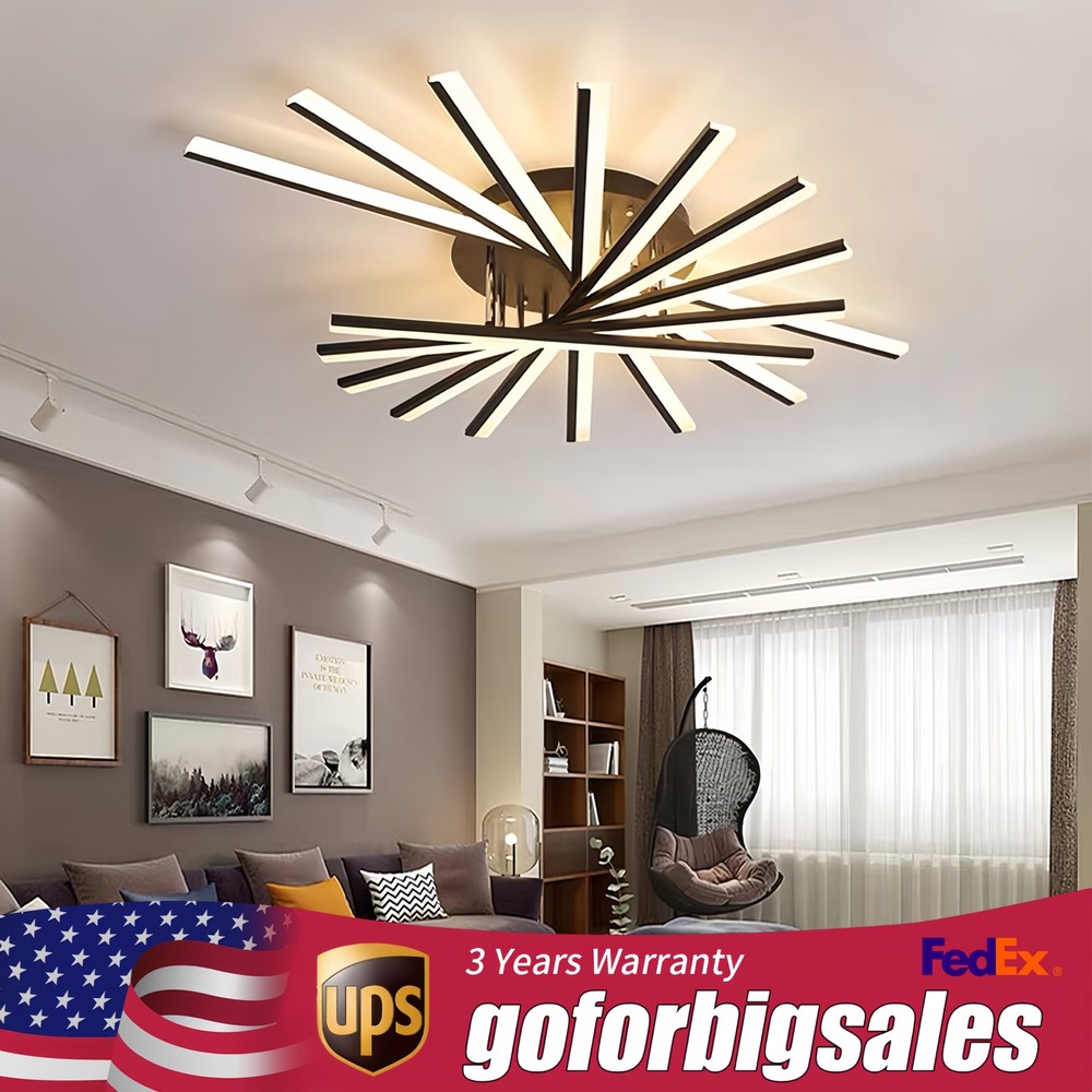 Modern Ceiling Light Dimmable LED Lamp Flush Mount Chandelier Fixture W/ Remote