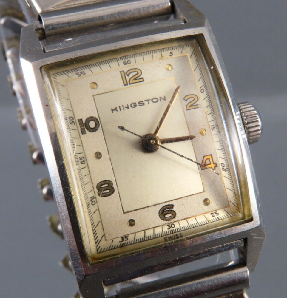 VTG KINGSTON Hand Wind TANK Wrist Watch DEAUVILLE 17J GXS MOVEMENT Running Well