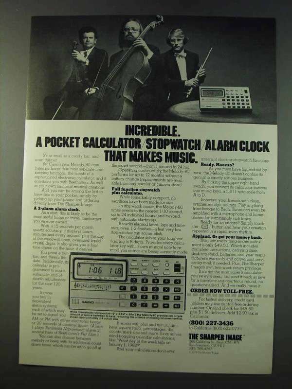 1979 Casio Melody-80 Calculator Stopwatch Clock Ad