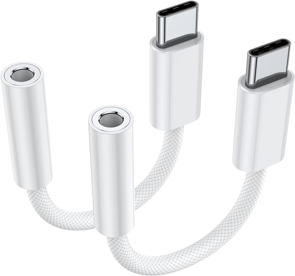 USB Type C to 3.5mm Adapter (2-Pack) for iPhone 16 Pro, Galaxy S23, iPad,MacBook