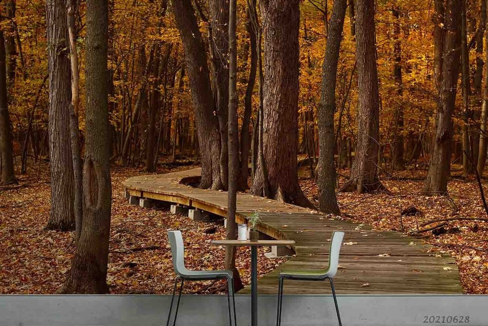 3D Woods Path Autumn Landscape Wall Murals Wallpaper Murals Wall Sticker