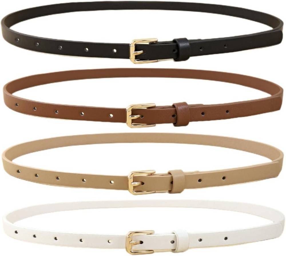 HOTWILL Women Skinny Belts Thin Waist Belt Gold Buckle 0.55