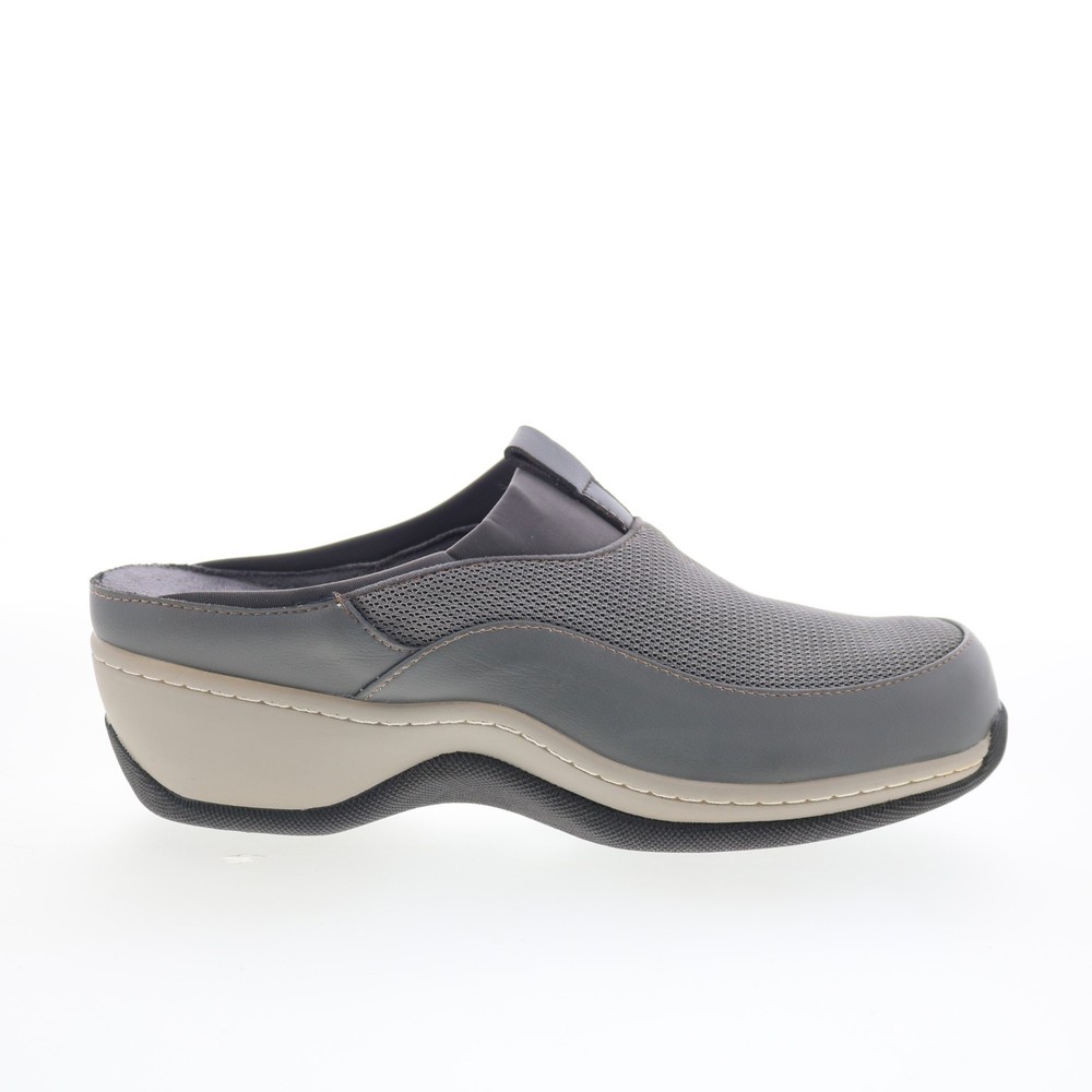SoftWalk Aberdeen S2100-072 Womens Gray Leather Slip On Clog Flats Shoes