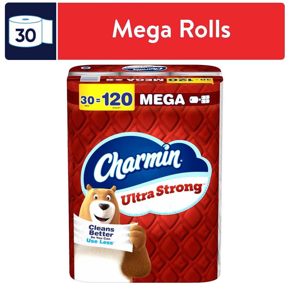 Charmin Ultra Strong Toilet Paper 30 Mega Rolls, 220 Sheets per Roll
