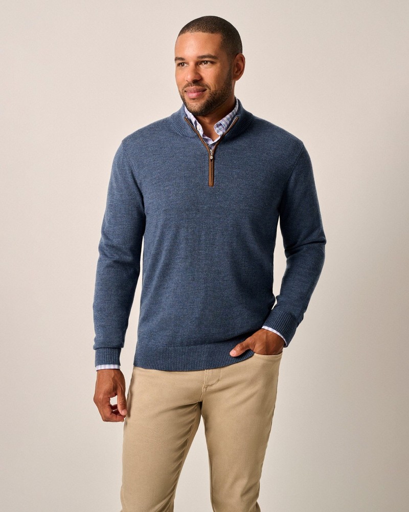 johnnie-O Raynor Merino 1/4 Zip Sweater Laguna Blue MC-7840025