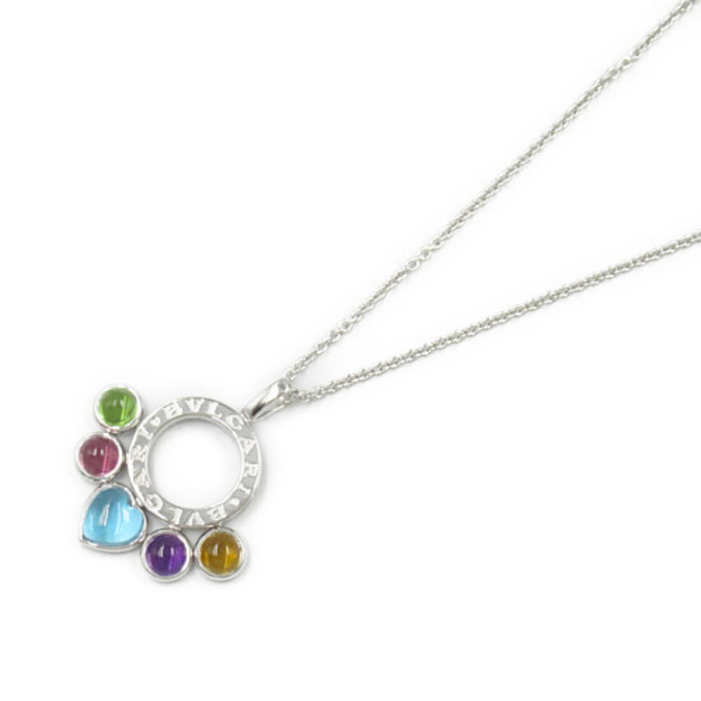 BVLGARI Allegra Multicolor Necklace Pendant in 18K White Gold Pre-Owned Timeless Elegance