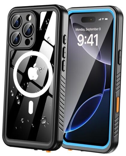 Magnetic for Case Waterproof [IP68 Underwater][Built-in iPhone 16 Pro Max Blue