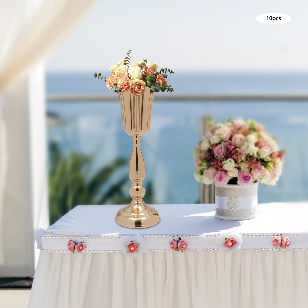 10pcs Set Metal Gold Flower Vases Stand Centerpieces Tabletop Wedding Decoration