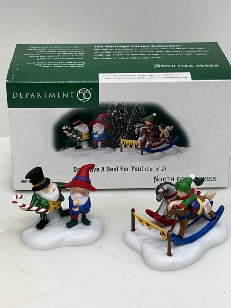 Dept 56 North Pole Series “Do I Have A Deal For You” Set Of 2 Retired Excellent