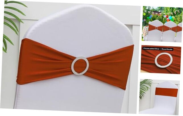 50-Pack Spandex Terracotta Chair Sashes for Birthday Bows and Decor