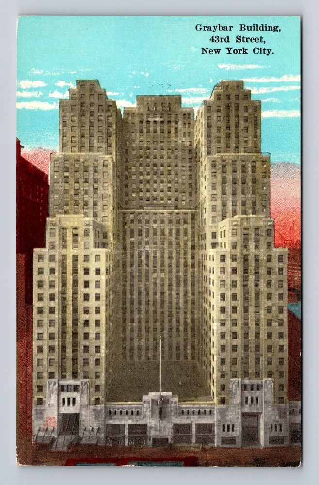 New York City NY, Graybar Building, Souvenir, Antique, Vintage Postcard