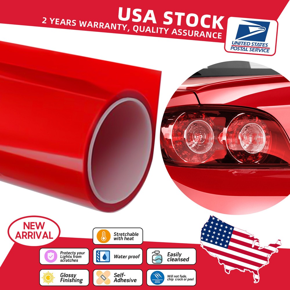Premium Glossy Red Vinyl Wrap Film for Car Headlights & Taillights