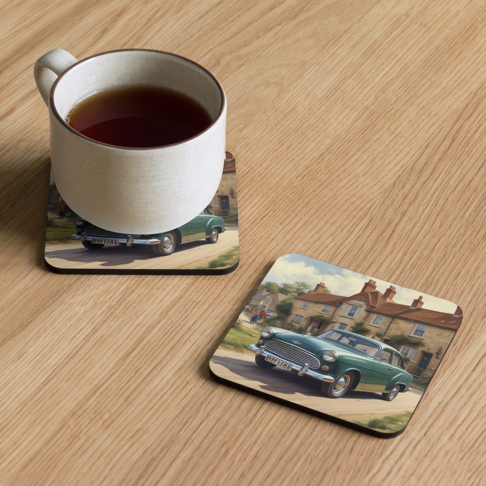 Classic car art cork-back coaster