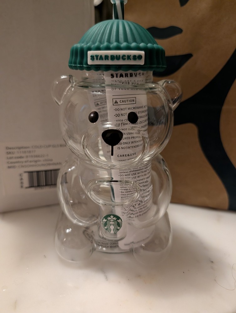 2025 Starbucks Bearista Bear Glass Cold Cup with box + bag + same day shipping