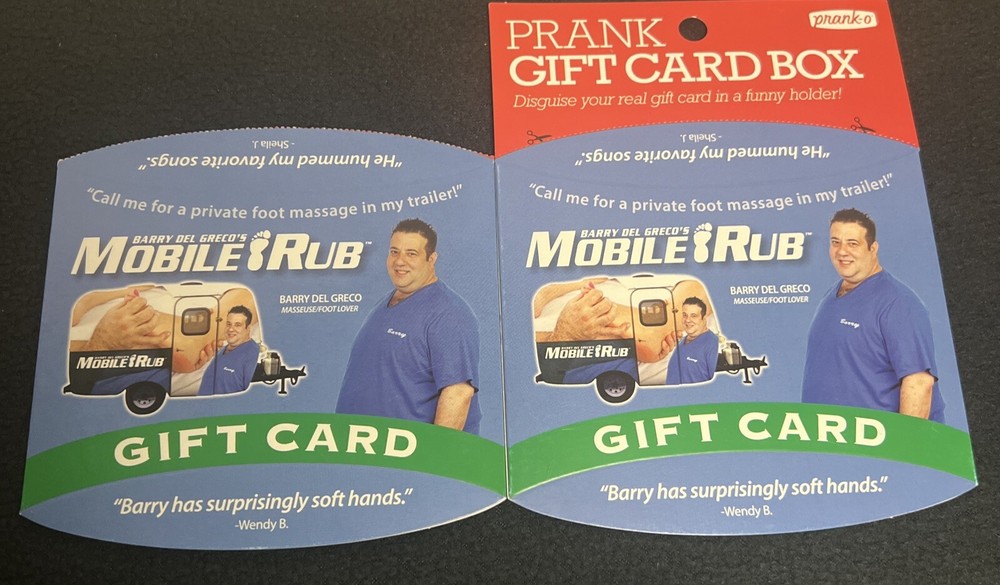 Prank Gift Card Holder - Barry Del Greco’s Mobile Foot Rub - Set Of 2-image