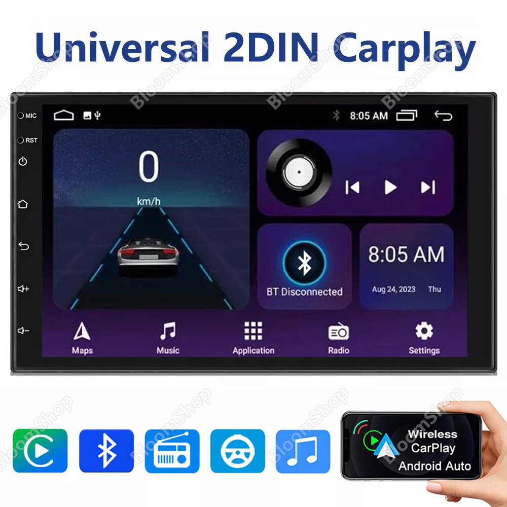 7-inch Android 13 Double DIN Car Stereo with CarPlay, GPS, BT, WiFi, 2+32GB