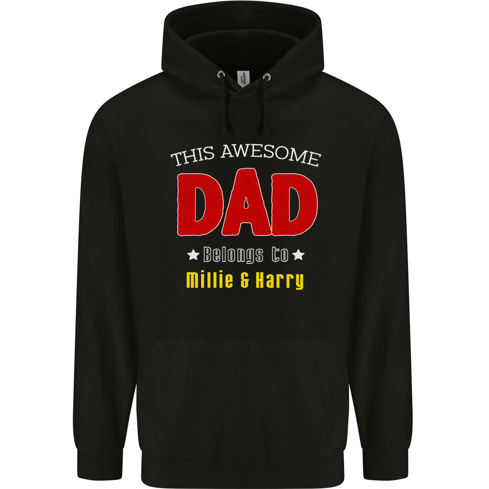 Personalised This Awesome Dad Belongs to Mens 80% Cotton Hoodie
