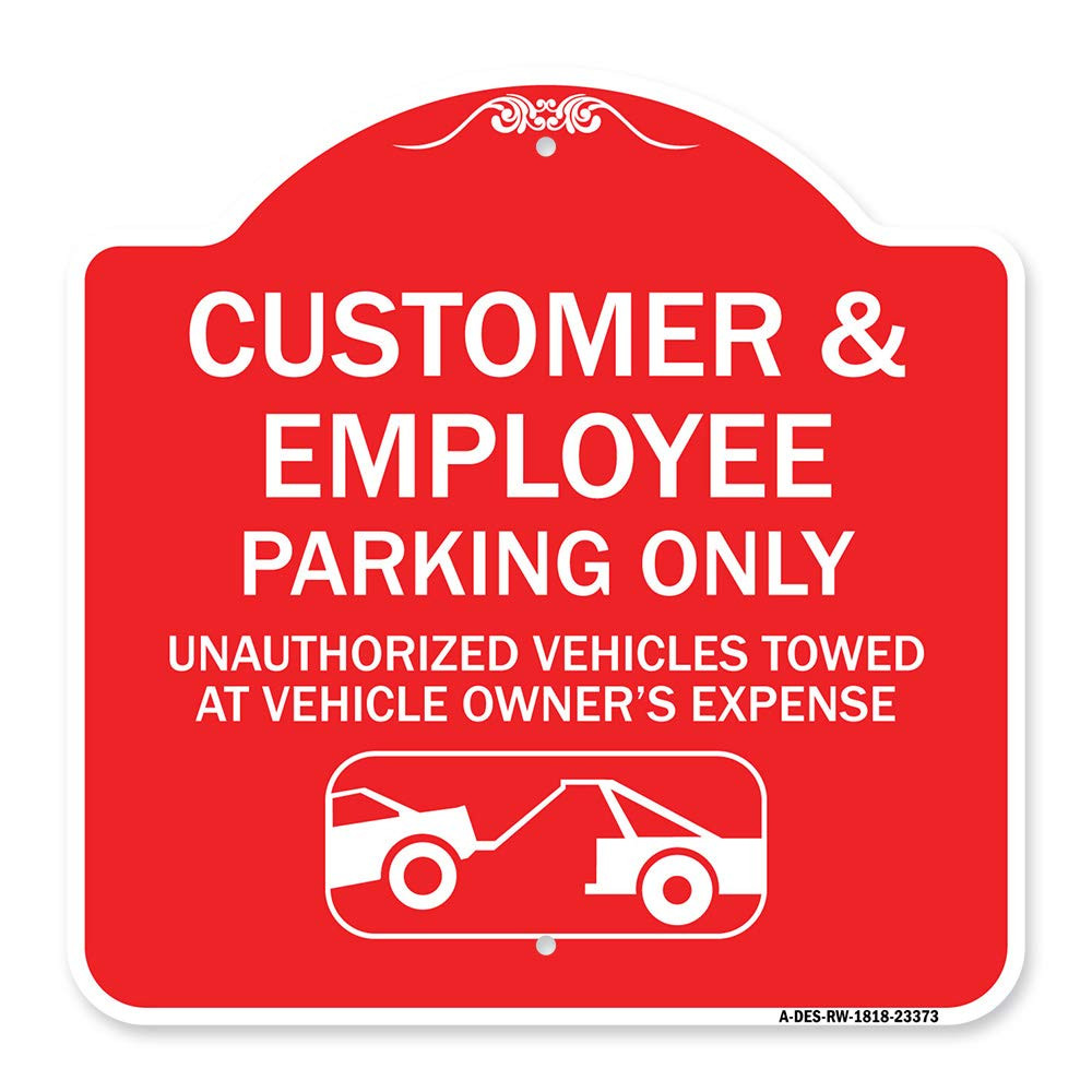 Designer Sign - Parking Restriction Sign Customer and Employee Parking Only, ...