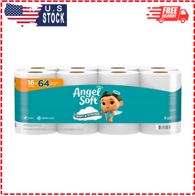 Angel Soft Toilet Paper 16 Mega Rolls Equals 64 Regular Rolls