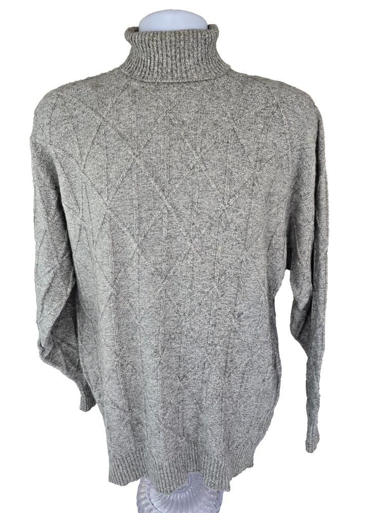 Burberry London 100% Cashmere Cable Knit Turtleneck Sweater L XL Scotland Flaws