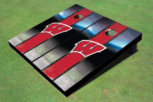 Wisconsin Badgers Red Themed Cornhole Boards with Long Stripes  