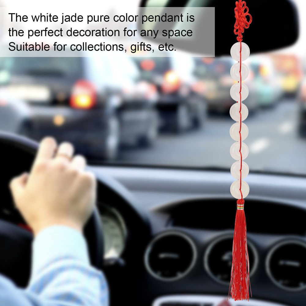 White Jade Feng Shui Pendant with Chinese Knot Pure Color Eight Symbol
