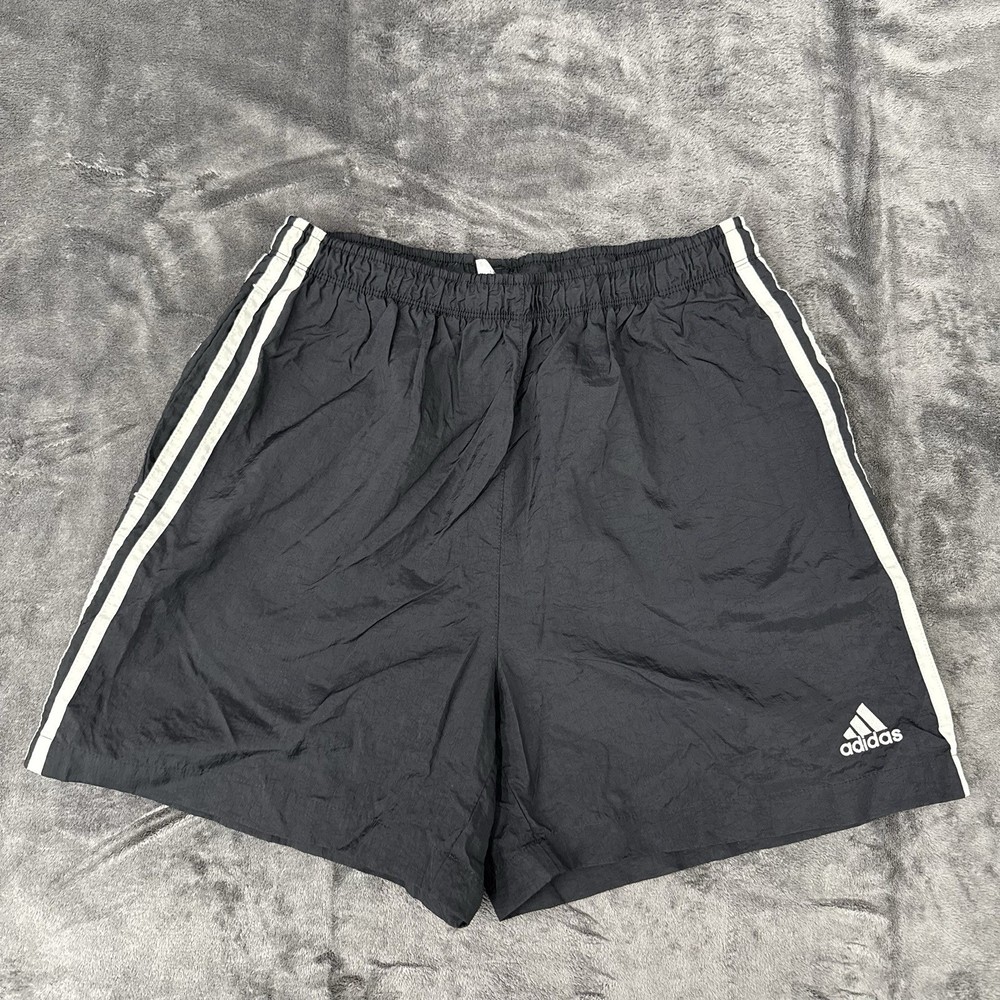 Vintage Adidas Shorts Mens Small Black Three Stripe Windbreaker Soccer 90s