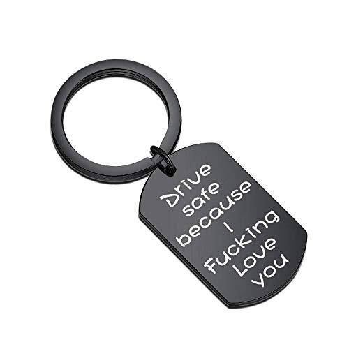 MAOFAED Driver Keychain Drive Safe Because I Love You Trucker Driver Black