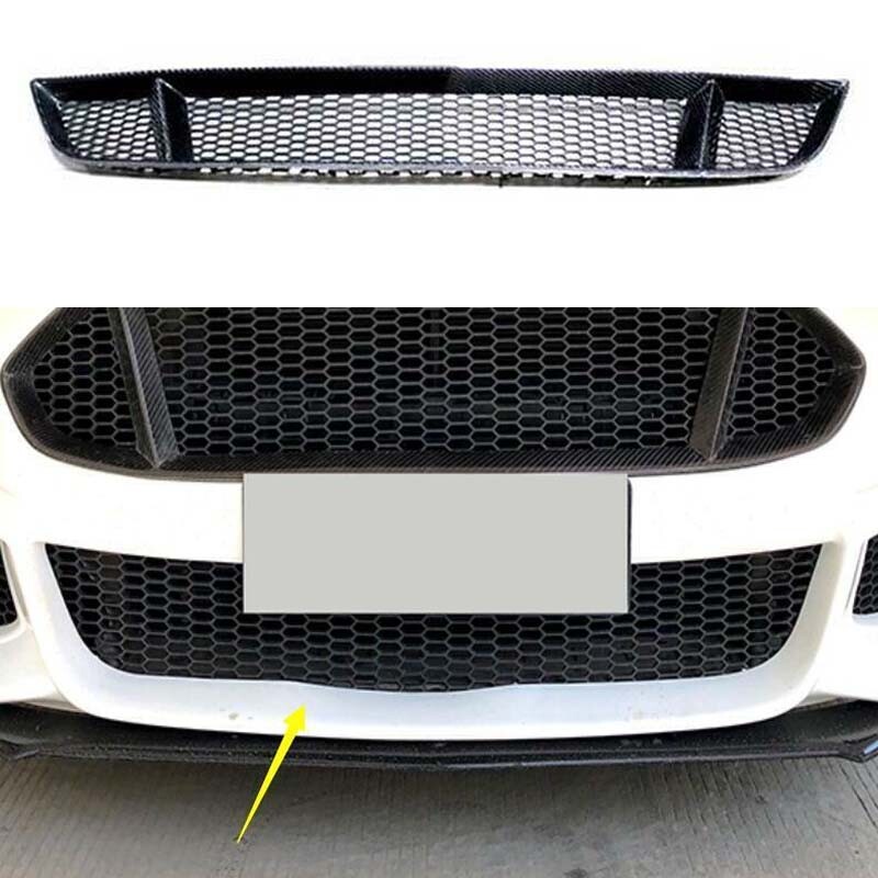 Front Lower Mesh Grille Grill For Ford Mondeo Fusion Dry Carbon Fiber 2013-2016