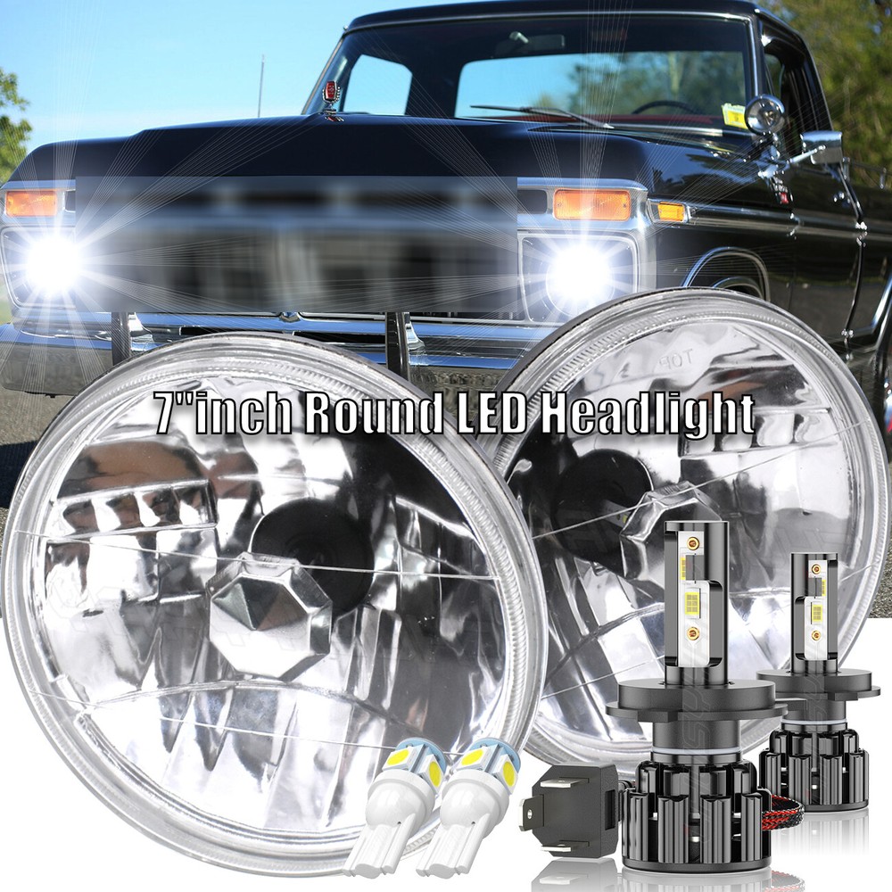 For 69-78 Ford F100 F150 F250 Pair 7inch Round LED Headlights High Low Beam