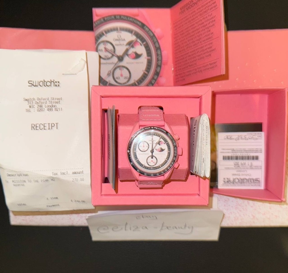 Omega X Swatch Moonswatch Mission To Pink Moonphase Authentic With Receipt