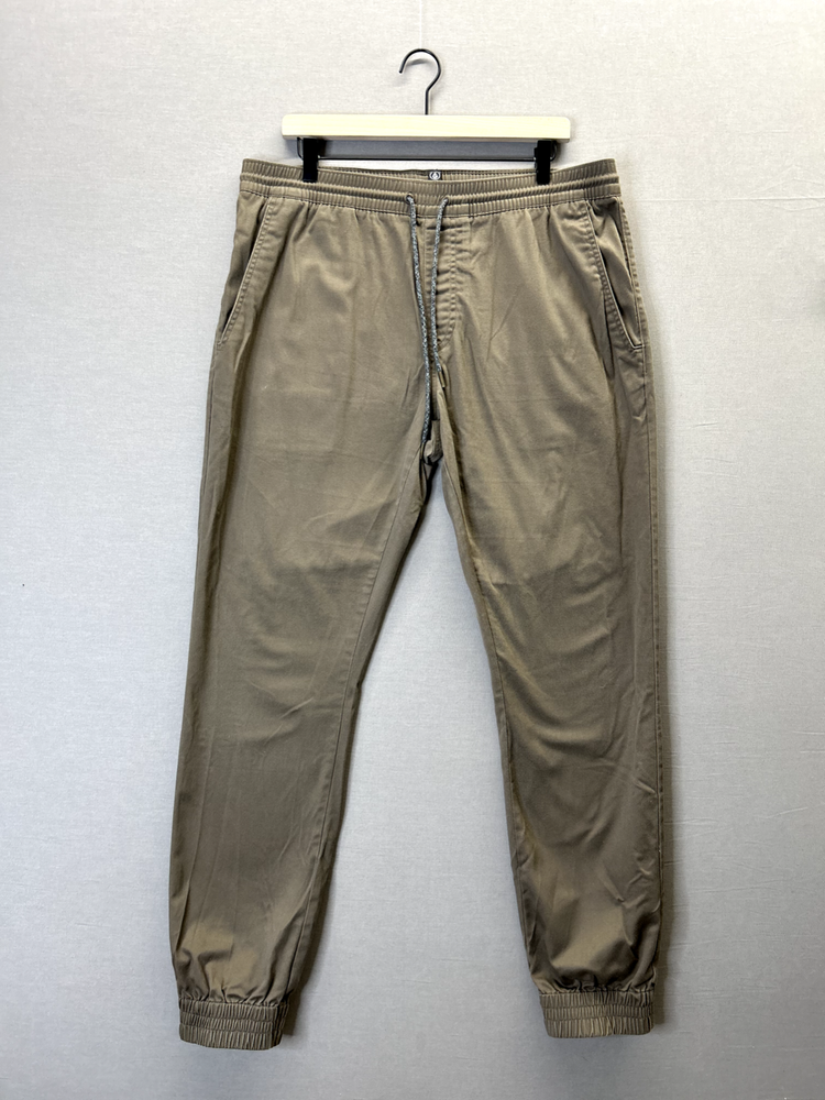 Volcom Mens Jogger Tan Pants Drawstring Elastic Waist Size XL