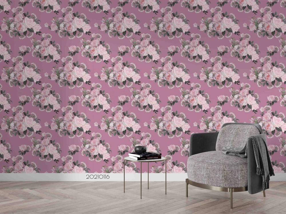 3D Pink Rose Flora Pattern Wall Murals Wallpaper Murals Wall Sticker 5