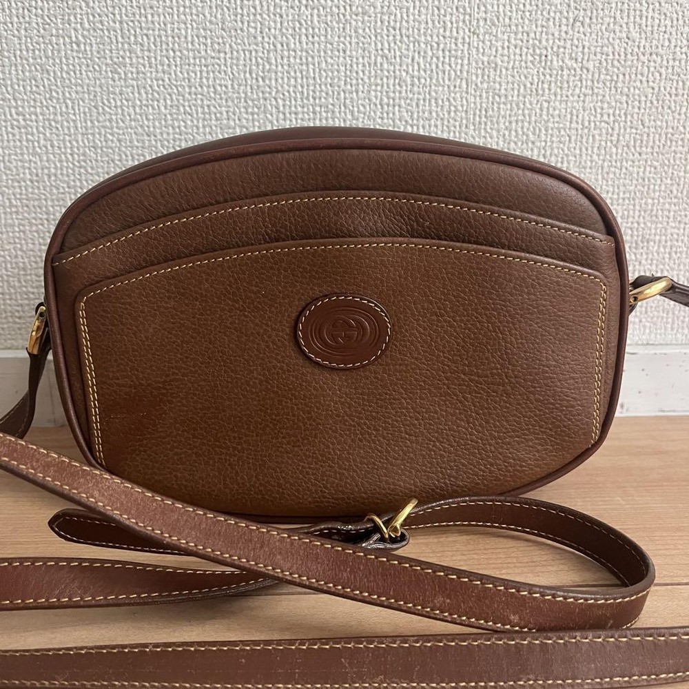 Gucci Brown Leather One Shoulder Bag 14x22x7cm Used 132137cm