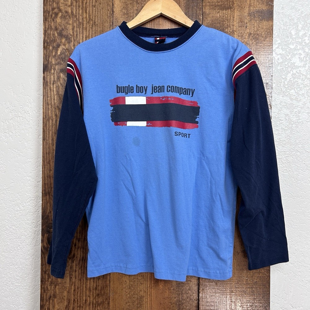 Vintage Bugle Boy Shirt Youth 14/15 Long Sleeve Skater 90s Retro Logo