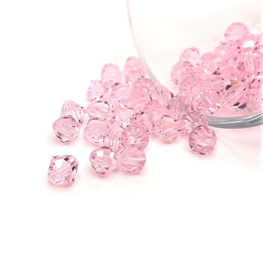 4, 20 or 50 BULK pcs 6mm Bicone Bead Pink June Birthstone -US Seller- PK948