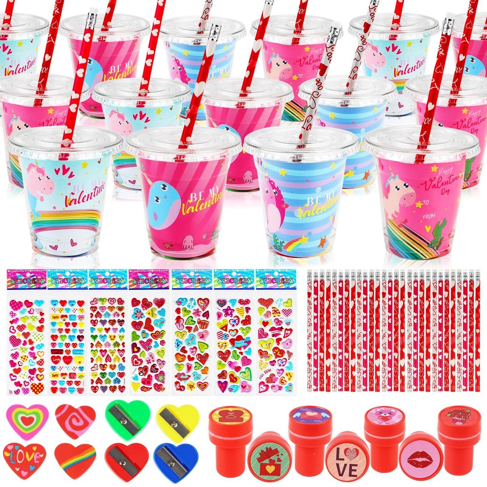 Valentines Day Gifts for Kids - 28 Packs Valentines Stationery with Cards and...