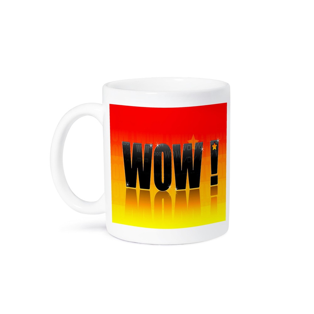 3dRose Gradient Orange Yellow Wow Word Design Mug  