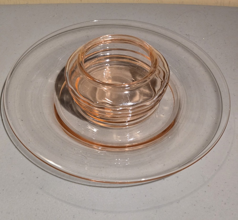 Pink Depression Glass Jar and Plate
