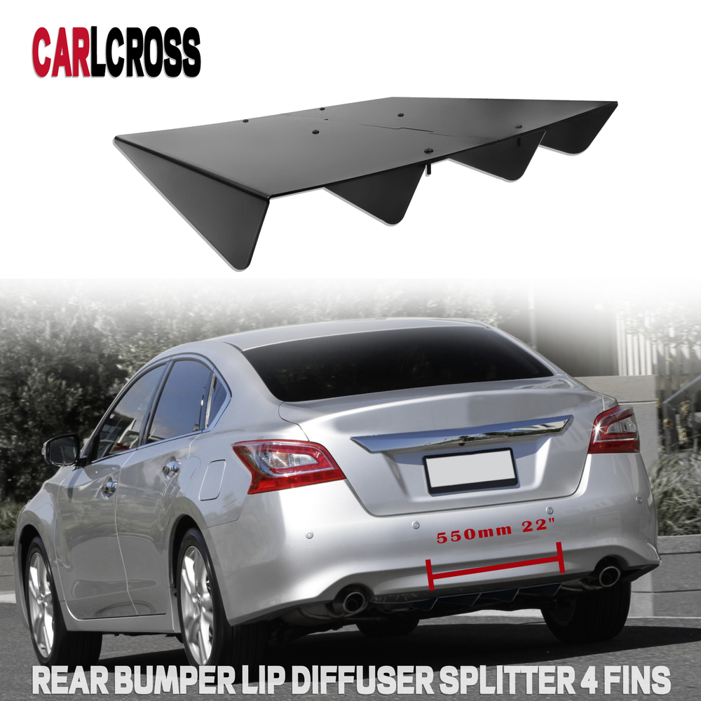 22x20 ABS Black Universal Rear Bumper Diffuser 4 Fins for Nissan
