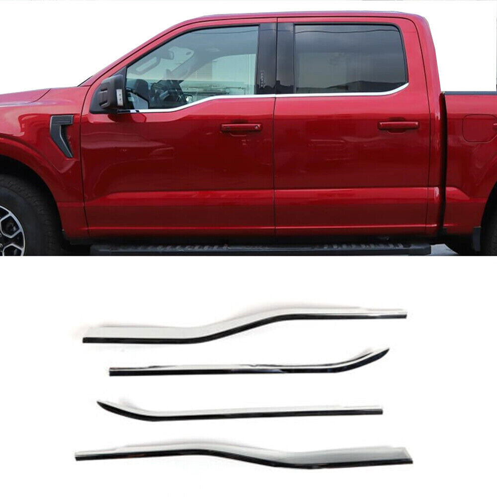 Exterior Window Bottom Sill Trim Strip 4* For Ford F-150 2021-2024 Chrome Silver