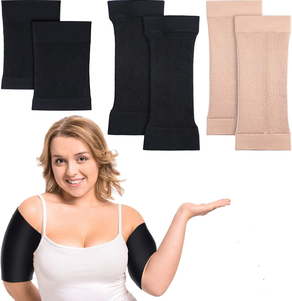2 Pair Arm Sleeves for plus Size Women, Slim Upper Arm Compression Shapers Wraps