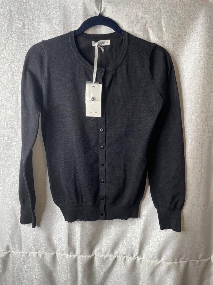 GRACE KARIN Black Button Down Cardigan Sweater Size Small