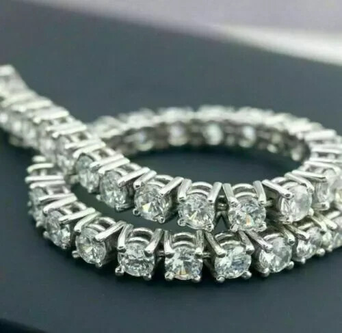 7Ct Round Cut Moissanite Tennis Bracelet in 14K White Gold Plated 7 Inch
